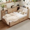 Merax Wooden L-Shaped Daybed with Upholstered Storage Headboard, USB Charging Ports & Storage Bookcase - 3 of 4