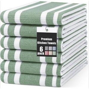 6-Pack Premium Kitchen Towels, Large Cotton Highly Absorbent Tea and Dish Towel Set with Hanging Loop, 18x28 Inch - 1 of 4