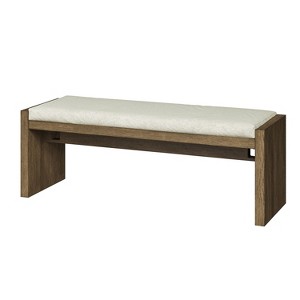 Betsa Transitional style Solid Wood Upholstered Bench with Reversible and Removable Seat Cushion|Art of living design-BROWN - 1 of 4