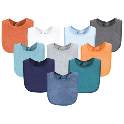 Hudson Baby Infant Boy Drooler Bib with Waterproof Lining, Blue Orange, One Size