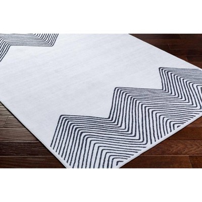 Anneke Black and Off-White Geometric Washable Area Rug 5'3" x 7'7"