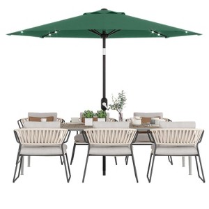 9FT Patio Umbrella with light, 8 Ribs Outdoor Tilt Market Table Umbrella, for Pool, Deck, Backyard, Balcony,Dark Green - 1 of 4