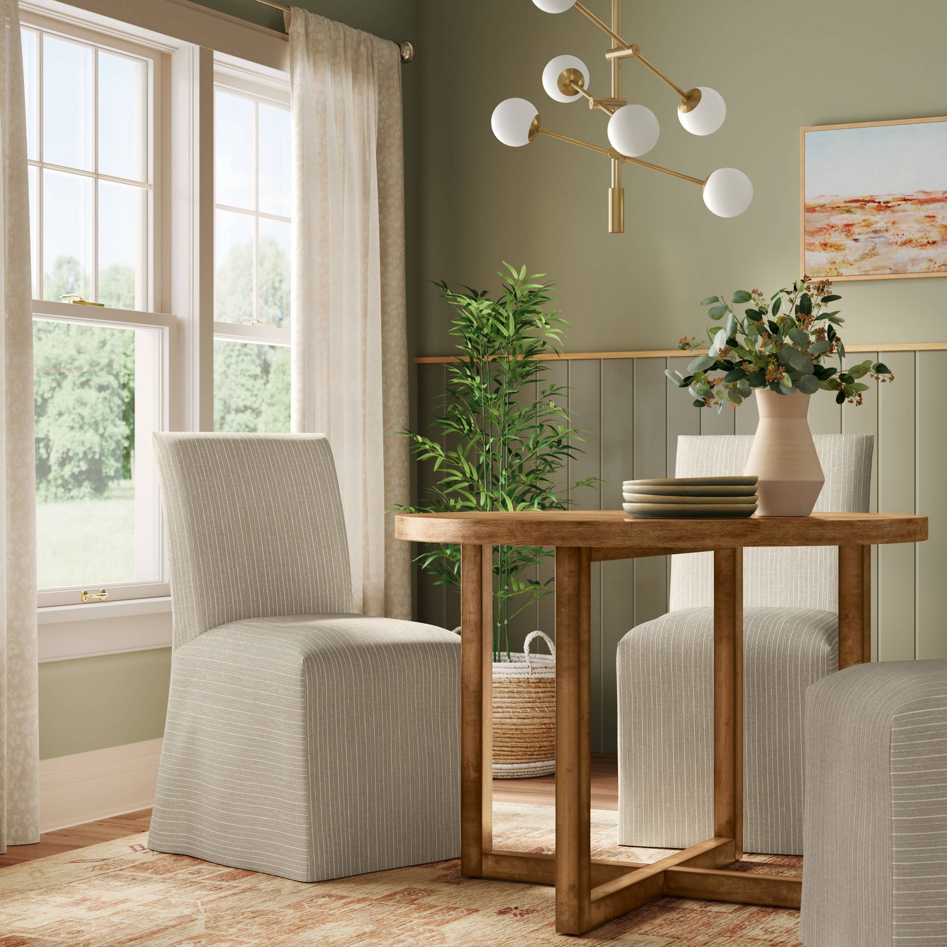 Kay Slipcovered Dining Chair in Pinstripe Linen - Threshold™