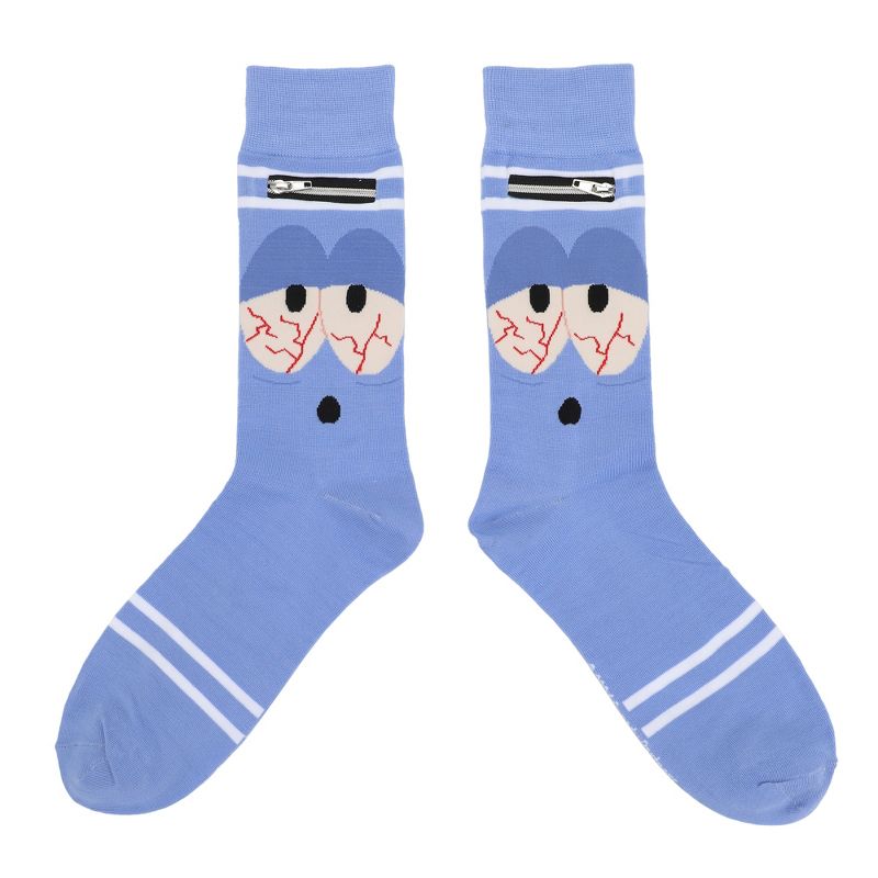 South Park Towlie Men's Blue Casual Crew Socks With Zipper Pocket, 2 of 7