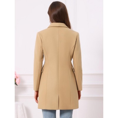 INSPIRE CHIC Women's Winter Double Breasted Lapel Neck Long Sleeve Outerwear Overcoat Large Burgundy — фото 3