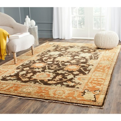 Oushak Brown and Rust Hand-Knotted Wool Area Rug 4' x 6'