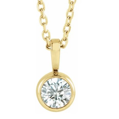 Pompeii3 1/5Ct Diamond Solitaire Necklace Bezel Pendant Available in White Or Yellow Gold