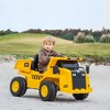 Qaba Caterpillar Licensed 12V Electric Ride on, Excavator Kids Tractor Ride on w/ Remote, Bucket, Shovel, Music, Loudspeaker for Ages 3-6, Yellow - 2 of 4
