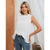 Sleeveless Tops for Women Pleated Tunic Tops Chiifon Blouse with Frill Mock Neck Flowy Dressy Casual Tank Tops （One size fits all） - 4 of 4
