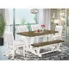 HomeStock 6-Piece Rectangle Wire Brushed Linen White Finish Solid Wood Top Dining Table with 1-Bench, 4-Chairs - 2 of 4