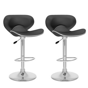 Set of 2 Adjustable Curved Form Fitting Leatherette Barstool - Corliving - 1 of 4