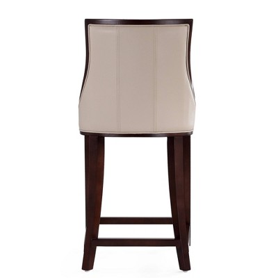 Cream Faux Leather and Beech Wood Counter Stool, 26" Height