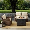 Crosley 3pc Bradenton Steel Outdoor Patio Fire Pit Furniture Set Tan/Brown - 2 of 4