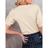 Womens V Neck Sweater Tops Lightweight Soft Sweater Knit Shirts Ribbe Cuff Short Lantren Sleeve Sweater - 2 of 3