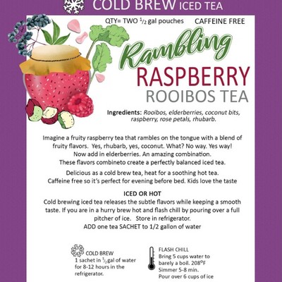 Tea n More Rambling Raspberry Caffeinated Cold Brew Roobios Tea - Pack of 2