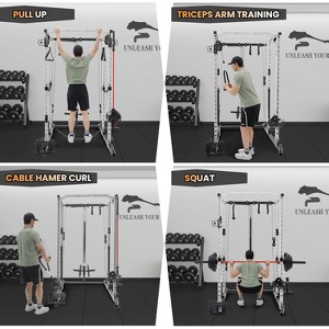 2000 LBS Power Cage,Multi-Function Power Rack with Cable Cross-Over System,Squat Rack with LAT Pull Down System for Home Gym - 1 of 4