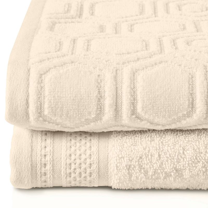 Modern Combed Cotton Honeycomb Jacquard and Solid Plush Towel Set by Blue Nile Mills, 3 of 7