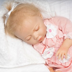 Paradise Galleries Reborn Baby Doll with Magnetic Pacifier, Buttons & Bows, 21 inch Sleeping Girl in Softtouch Vinyl & Weighted Body, 8-Piece Gift Set - 1 of 4