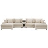 YOOCOZZ Corduroy Sectional Sofa with Bluetooth Speakers, Charging Ports, Hidden Storage, Cup Holders, and Movable Ottoman - Cream - 2 of 4