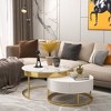 Munora Modern Round Sintered Stone Nesting Wood Coffee Table with Drawers in White - 4 of 4