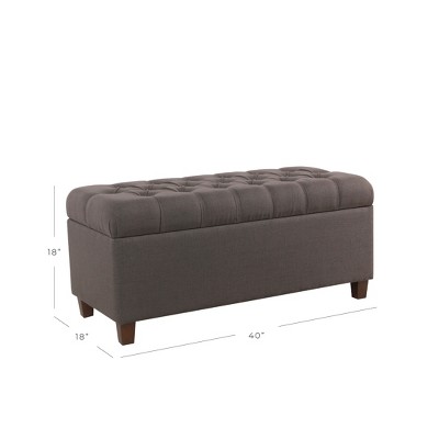 Charcoal Gray Tufted Storage Ottoman Bench with Hinged Lid