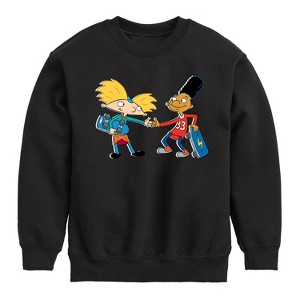 Boys' - Hey Arnold! - Arnold and Gerald Skateboard Graphic Long Sleeve Fleece Sweatshirt - 1 of 4
