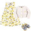 Hudson Baby Infant Girl Cotton Dress, Cardigan and Shoe 3pc Set, Lemon - image 2 of 2