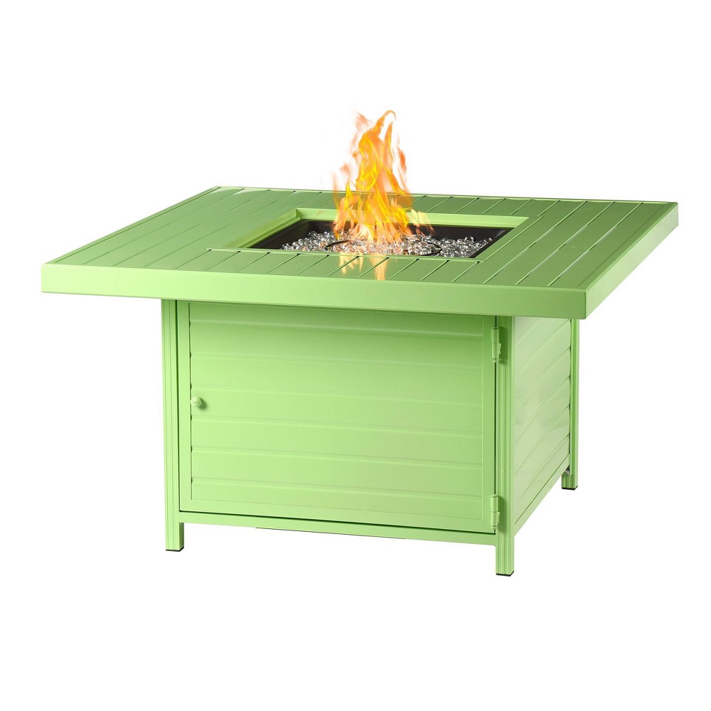 Photos - Electric Fireplace 42" Square Aluminum 55000 BTUs Propane Fire Pit with Glass Covers - Green