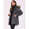 INSPIRE CHIC Women's Winter Coats Windproof Flap Pockets Long Puffer Parka Barn Jackets with Faux Fur Hood - 3 of 4