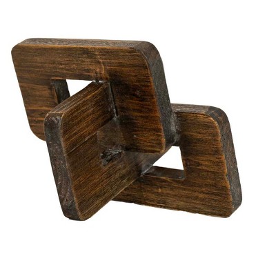 5" x 6" Linked Rectangle Decorative Wood Chain Accent Tabletop Accent Piece