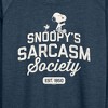 Women's - Peanuts - Snoopy Sarcasm Society Lightweight French Terry Wide Neck Long Sleeve Shirt - 2 of 4