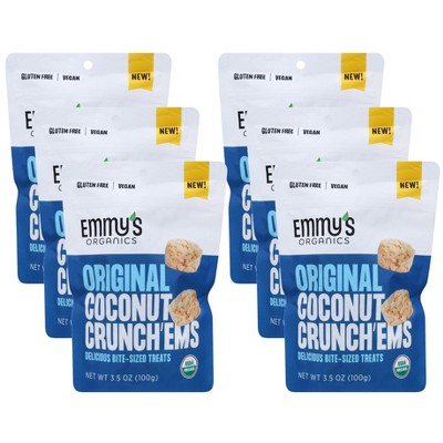 Emmy's Organics Original Coconut Crunch'Ems Bite Sized Treats - Case of 6/3.5 oz