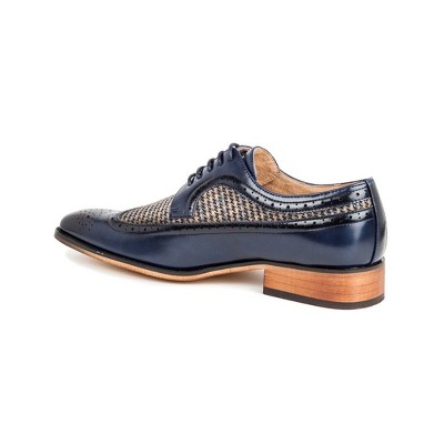 Men's Blue Genuine Leather Wingtip Brogue Shoes