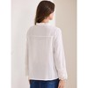 INSPIRE CHIC Women's Boho Hollow-Out Long Sleeve Ruffled Neck Cotton Button Down Shirt - 4 of 4