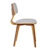 FurniFact,Mid-Century Walnut Dining Chair with Gray Fabric and Butterfly Design - 3 of 4