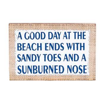 Beachcombers Good Day Burlap Sign Wall Coastal Plaque Sign Wall Hanging Decor Decoration For The Beach 6 x 0.5 x 4 Inches.