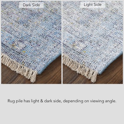 Handmade Tufted Wool-Viscose Blend Blue Rectangular Area Rug