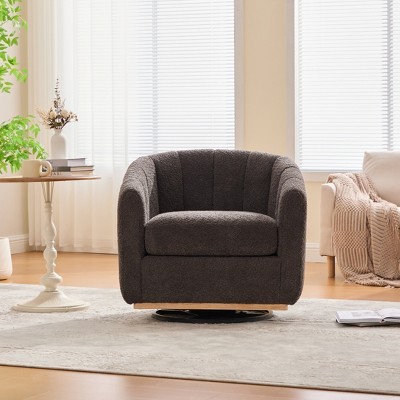 Aortzio 32.3"W Oversized Upholstered Swivel Barrel Chair