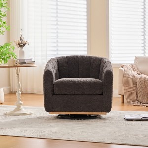 Aortzio 32.3"W Oversized Upholstered Swivel Barrel Chair - 1 of 4