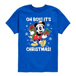 Boys' - Disney - Mickey Mouse Oh Boy Its Christmas Short Sleeve Graphic T-Shirt - 1 of 3