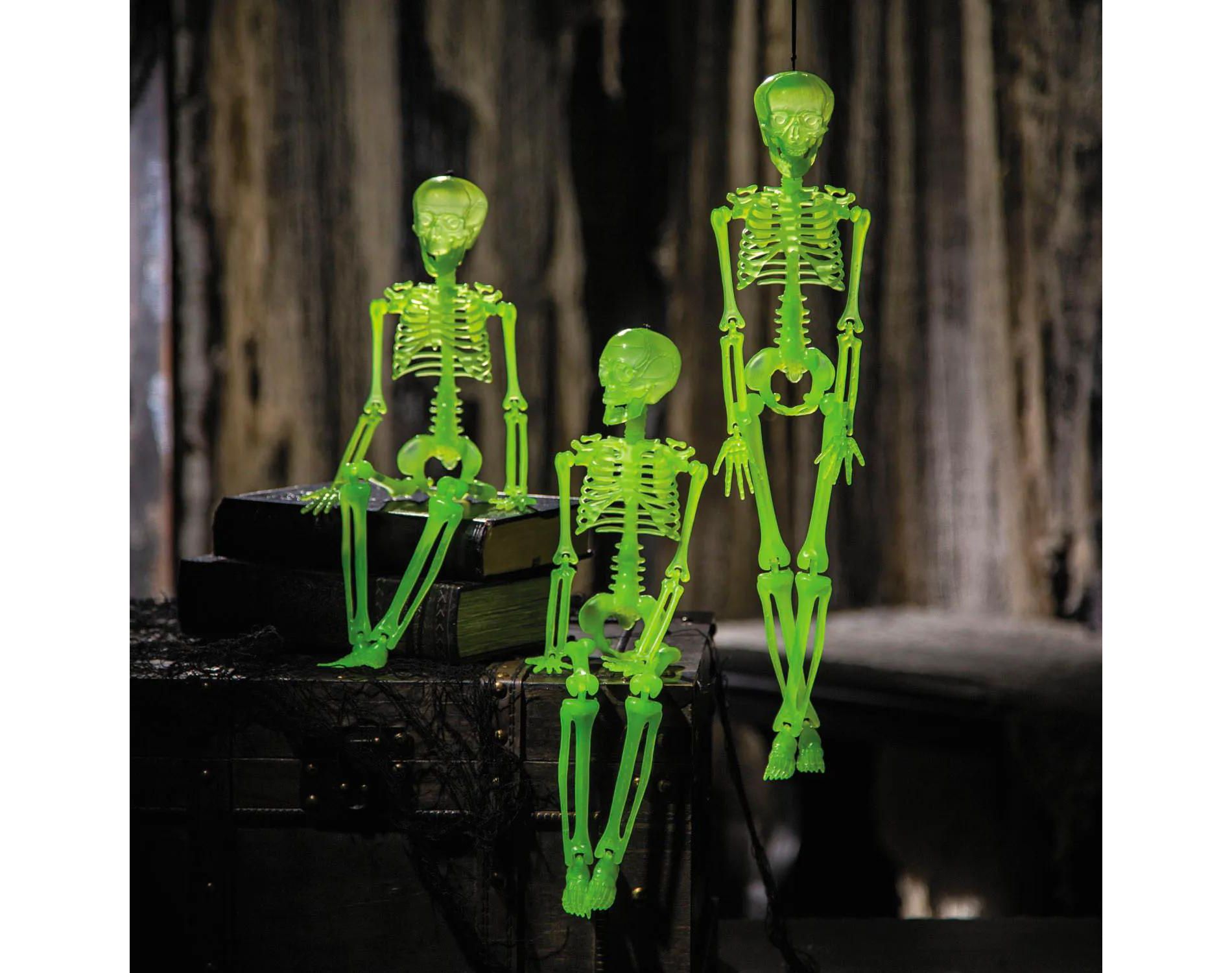 Sunstar 16" Hanging Posable Glow-in-the-Dark Skeletons Halloween Decoration - 3 Pc.