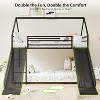 ELJGET Twin Over Twin Bunk Bed, Montessori Floor Bunk Bed Frame with Convertible Slide, Heavy Duty Metal Low Bed with House Shape and Roof for Kids - 3 of 4