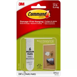 6ct 3M Command Picture Hanging Strips (Medium) - White