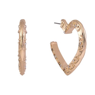 RACHEL Rachel Roy Gold Tone Textured Post Heart Earrings
