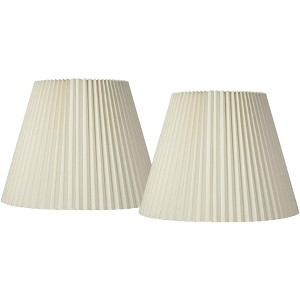 Springcrest Set of 2 Knife Pleat Empire Lamp Shades Ivory Large 11" Top x 19" Bottom x 14.25" High Spider Harp and Finial Fitting - 1 of 4