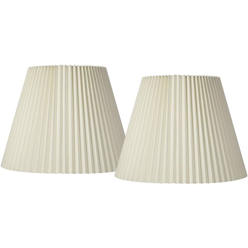 Springcrest Set of 2 Knife Pleat Empire Lamp Shades Ivory Large 11" Top x 19" Bottom x 14.25" High Spider Harp and Finial Fitting, 1 of 7