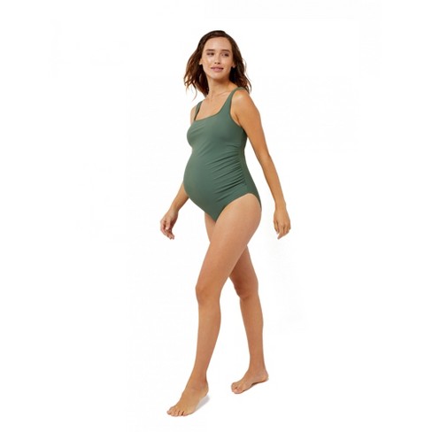 A Pea In The Pod-square Neck Classic Maternity Swimsuit-olive-xs : Target