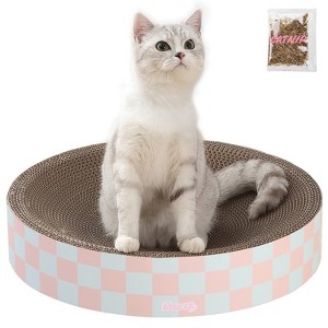 THE LICKER STORE Nelson Modern Cardboard Round Bowl Cat Scratcher with Catnip - 1 of 4