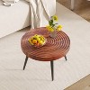KTMBDW Round Coffee Table, Modern Coffee Table with Black Metal Leg and Annular Texture design, for Living Room, 23.6 Inches - 2 of 4