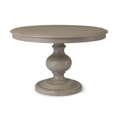 Maven Lane Zola Traditional Round Wooden Dining Table in Antiqued Grey Finish